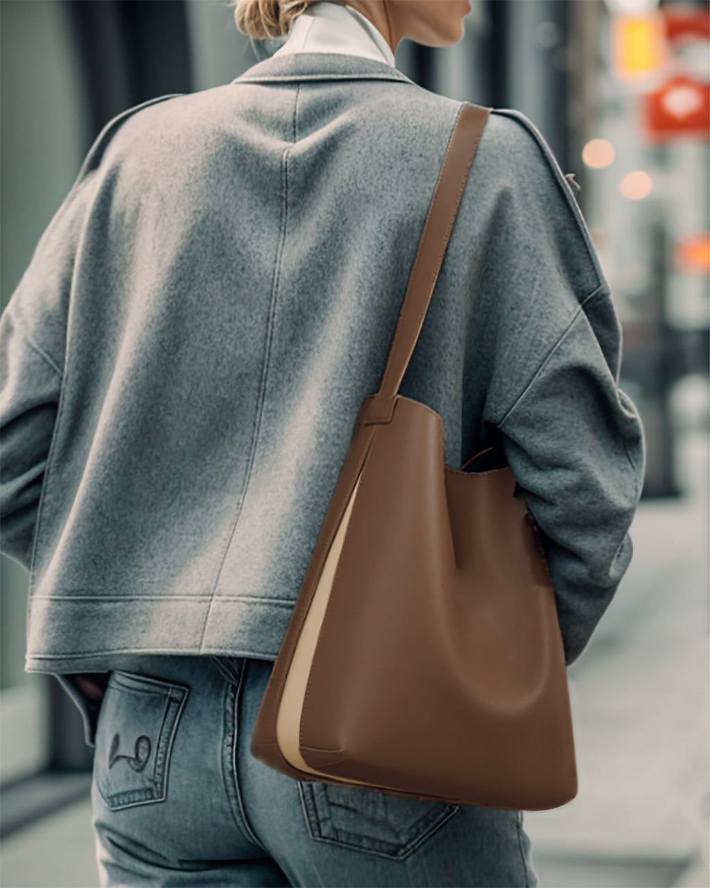 Crest Bucket Bag Forktail Black unitude Chic SquareShaped Bucket