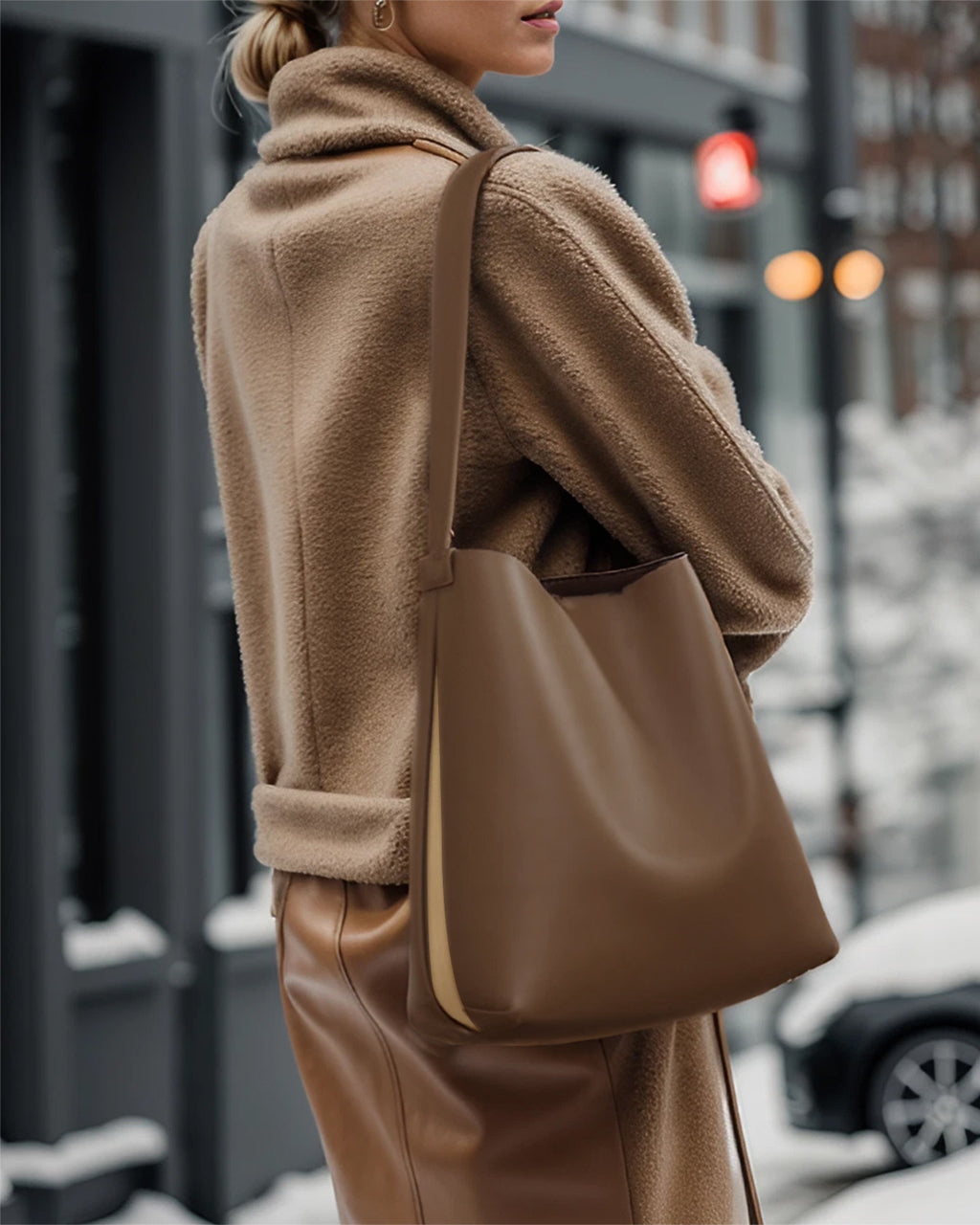 Crest Bucket Bag Forktail Black unitude Chic SquareShaped Bucket