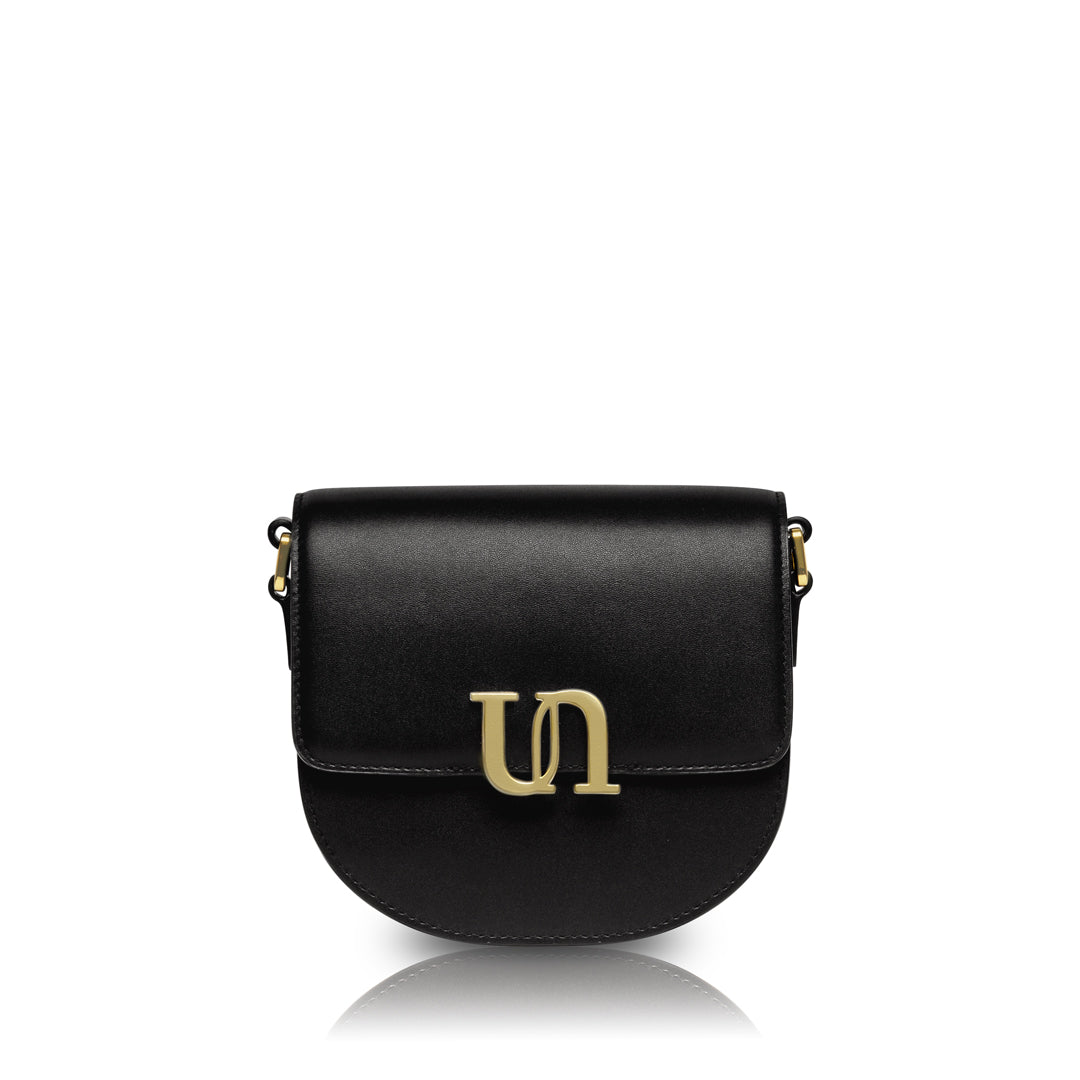 HIELEVEN City Unitude Black Leather Logo Handbag Purse Handles Pocket  Dustbag